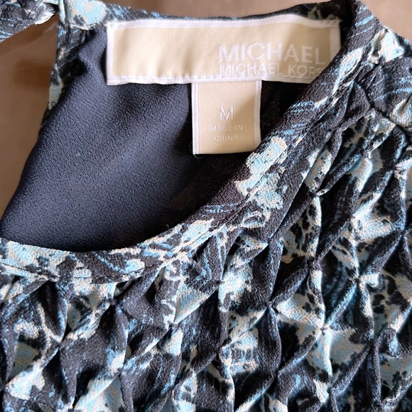 Michael Michael Kors Floral Long Sleeve Mini Dress in Blue • M - Picture 8 of 9